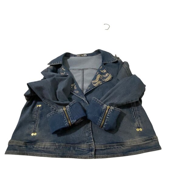 Vintage Crest Jeans Denim Jacket Womens 3X Embellished Y2K Boho Hippie Western - Picture 5 of 9